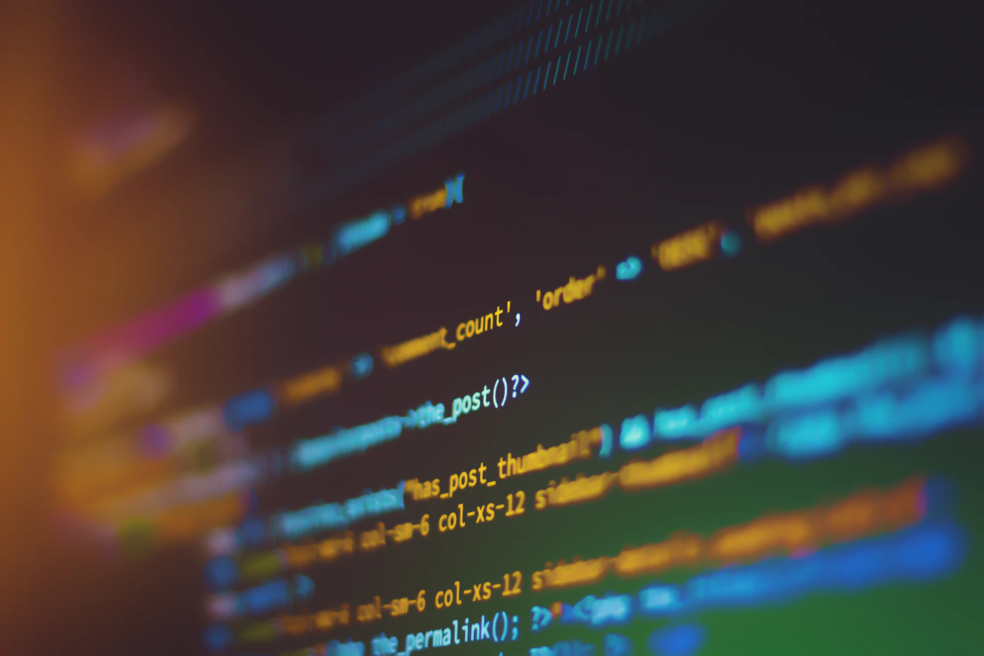 Pantalla de código de desarrollo web